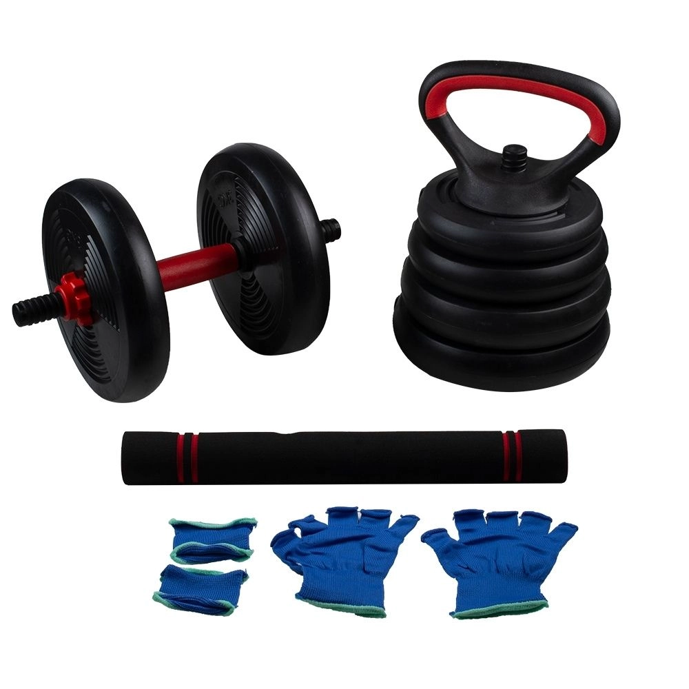 Halter Anilha Barra Kettlebell Kit Musculação 30kg Ahead Sports