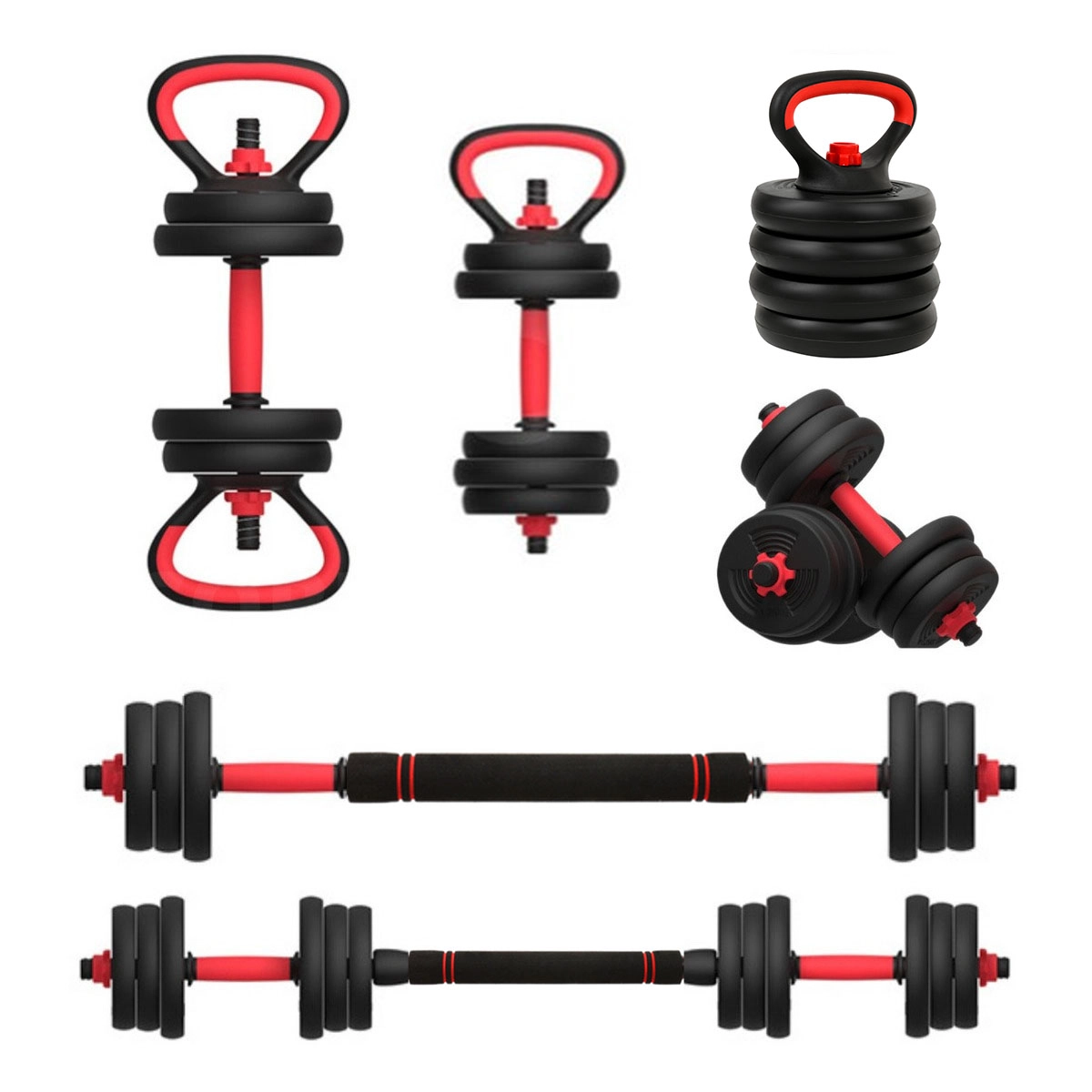 Kit Halteres Musculação Kettlebell 6 Em 1 20kg - As - Preto