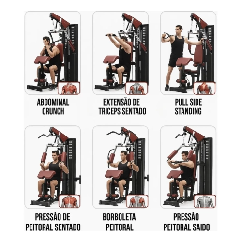 Estação De Musculação Completa Academia 72kg Legpress Ahead