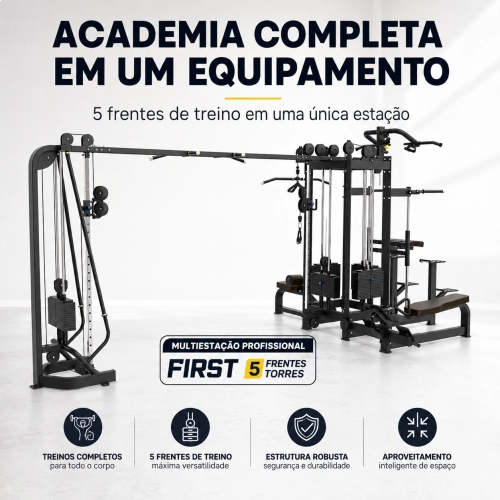 Estação De Musculação Multiestação 5 Frentes First Aparelho Musculação Academia
