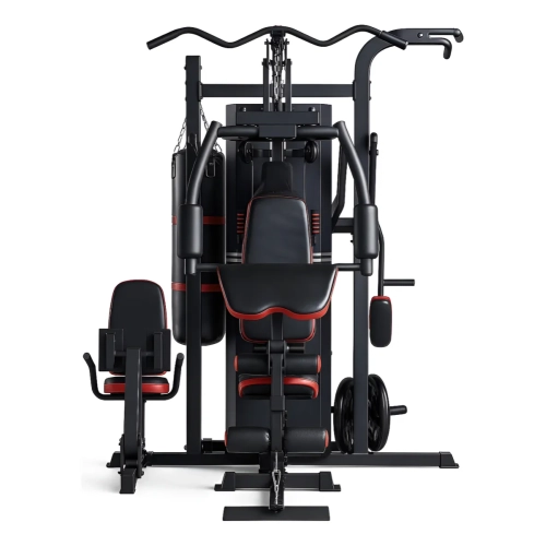 Estação Musculação Completa Multi 75kg Academia Preto E Vermelho 4 Frentes