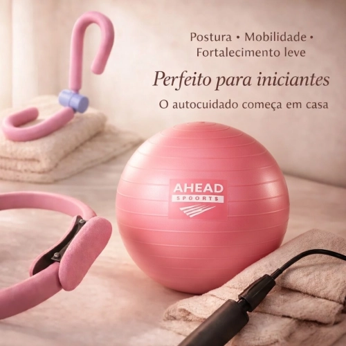 Kit Pilates Completo Ahead Sports Bola 55cm Anel E Arco Tonificador