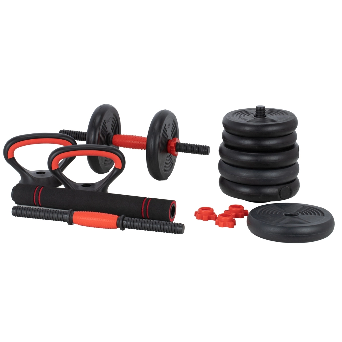 Kit Halteres 6 Em 1 Peso Musculação Até 50kg Ajustável Preto