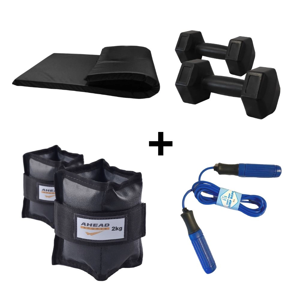 Kit Colchonete + Caneleira 2kg + Corda + Halter Bonafit Preto