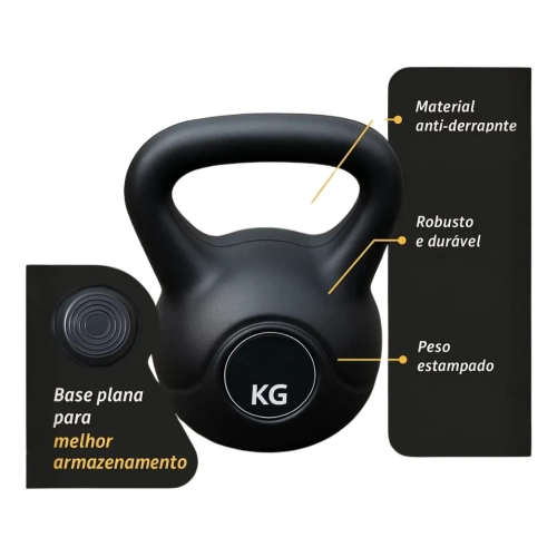 Kit 2 Pesos Kettlebell Para Treino Funcional 4kg E 6kg Preto