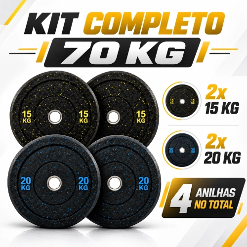 Kit 4 Anilhas Bumper Olímpicas 70Kg High Temp Ahead Sports 50Mm