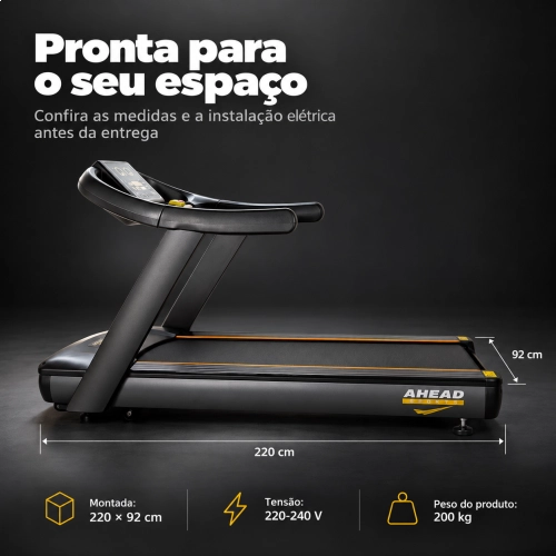 Kit 4 Esteiras Ergométricas Profissionais Ahead Sports 7HP Pico 20km/h Inclinação Automática Academia