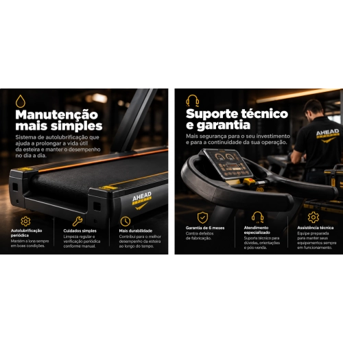 Kit 4 Esteiras Ergométricas Profissionais Ahead Sports 7HP Pico 20km/h Inclinação Automática Academia