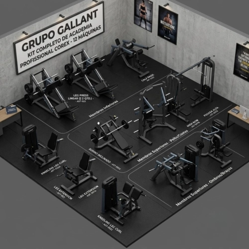 Kit Completo de Academia Profissional Corex com 12 Máquinas Articuladas Ahead Sports