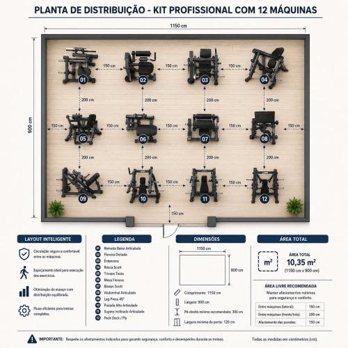 Kit Completo de Academia Profissional Corex com 12 Máquinas Articuladas Ahead Sports