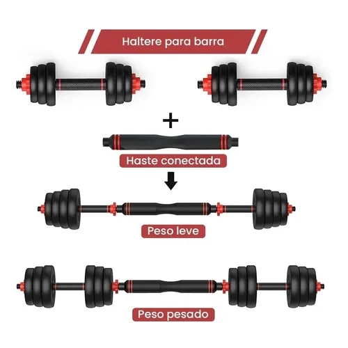 Kit Estação De Musculação 45Kg + Kit Halteres 6 Em 1 Até 20Kg - Bonafit 