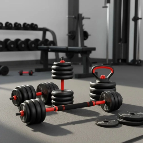 Kit Halteres 6 Em 1 Ajustável Até 40kg Musculação Halter Kettlebell Apoio Flexão Ahead Sports