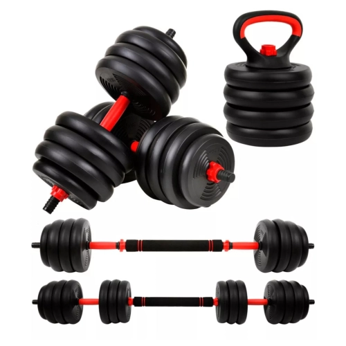 Kit Halteres 6 Em 1 Peso Musculação Até 50kg Ajustável Preto