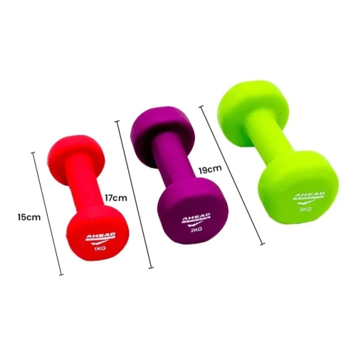 Kit Halteres Neoprene 12 kg com Suporte Ahead Sports