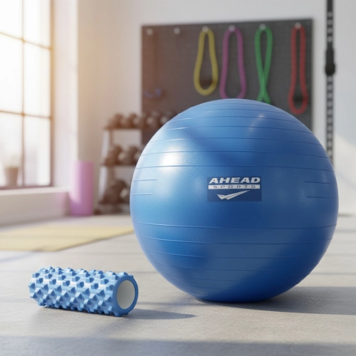 Kit Pilates 1 Rolo de Massagem + Bola Pilates Azul Ahead Sports
