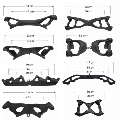 Kit Puxador Anatômico 8 Puxadores + Suporte Ahead Sports Preto Profissional Academia