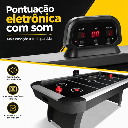 Mesa Air Hockey Profissional Ahead Sports 220V com Placar LED + 5 Figurinhas da Copa
