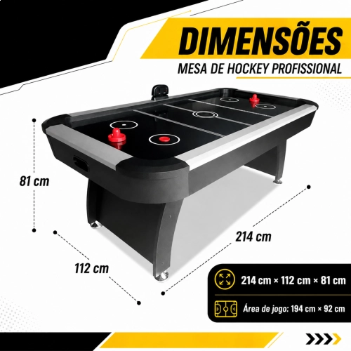 Mesa Air Hockey Profissional Ahead Sports 220V com Placar LED + 5 Figurinhas da Copa
