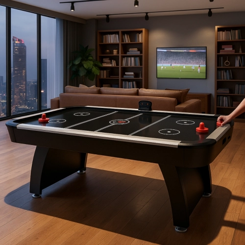 Mesa de Air Hockey Profissional 220V Aero Game Preta com Pontuação Eletrônica