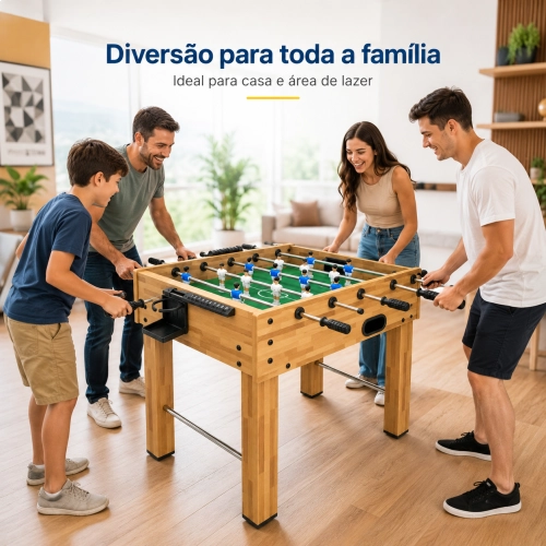 Mesa de Pebolim Totó em MDF com Suporte para Copo + Bolinhas e 5 Figurinhas da Copa