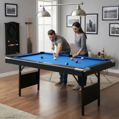 Mesa De Sinuca Bilhar Preta Ahead Sports Com Bolas E Tacos Azul