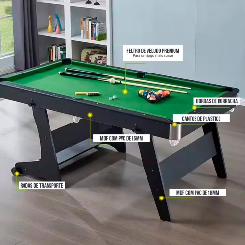 Mesa Multijogos Sinuca E Ping Pong Ahead Sports Dobrável