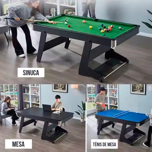 Mesa Multijogos Sinuca E Ping Pong Ahead Sports Dobrável