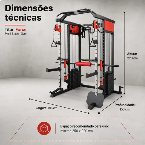 Multi Estação Smith Crossover Titan Force 144kg Ahead Pro