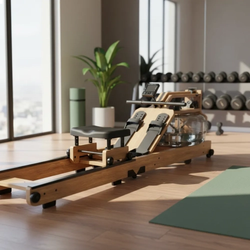 Remo de Madeira Dobrável Ahead Sports Base a Água Trilho Duplo e Monitor de Desempenho