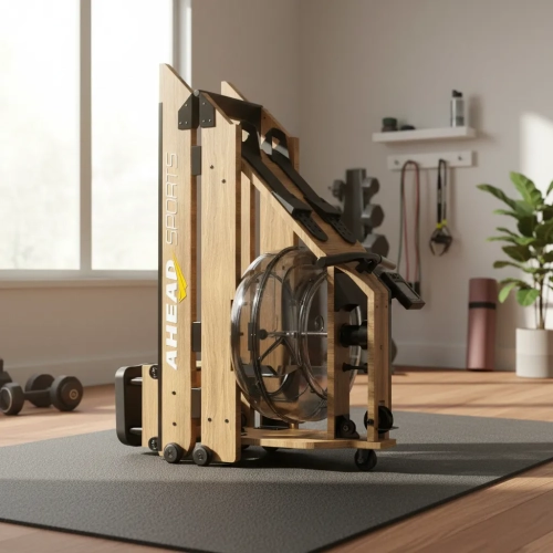 Remo de Madeira Dobrável Ahead Sports Base a Água Trilho Duplo e Monitor de Desempenho