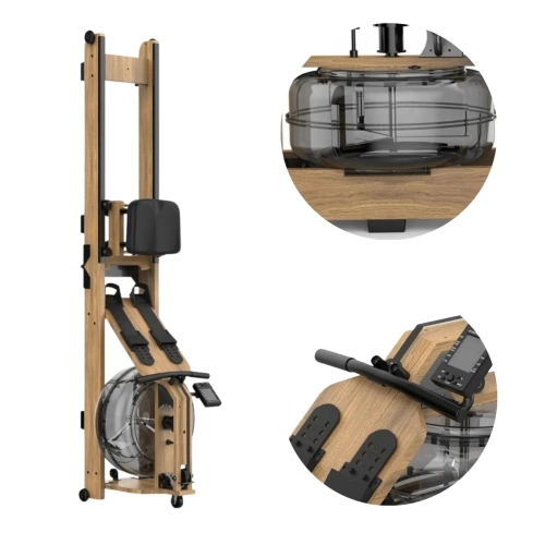 Remo de Madeira Dobrável Ahead Sports Base a Água Trilho Duplo e Monitor de Desempenho