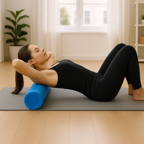Rolo De Yoga Pilates Massagem Liberação Miofascial Bonafit Azul 90cm