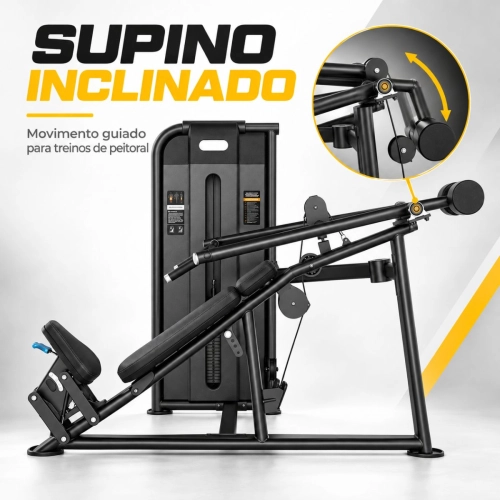 Supino Inclinado Convergente Profissional com Torre de 110kg Supino Inclinado Convergente Profissional com Torre de 110kg